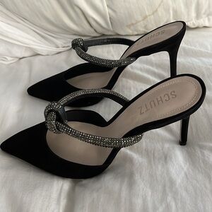 SCHUTZ black, suede heels. New in box.